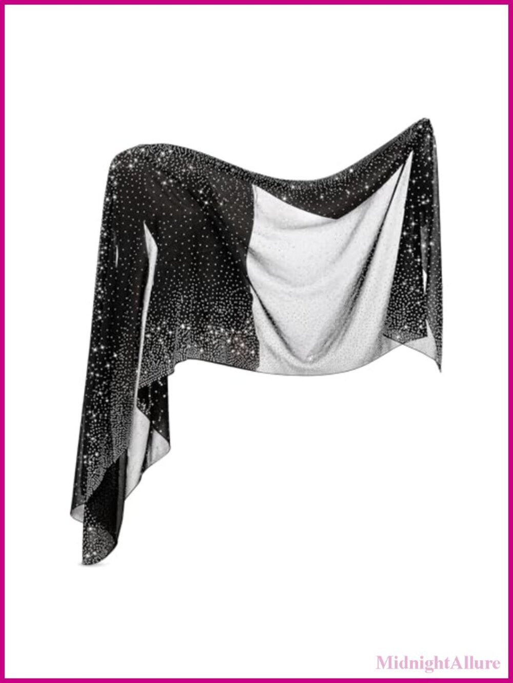 Sheer Chiffon Shawl Wrap with Rhinestones Sparkling Breathable for Wedding Prom